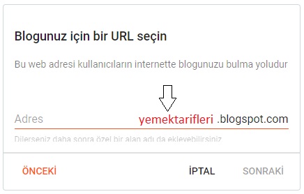 3) Blogunuz İçin Bir URL Seçin