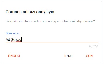 4) Okurlar İçin Görünen Adınızı Ya da Lakabınızı Yazın