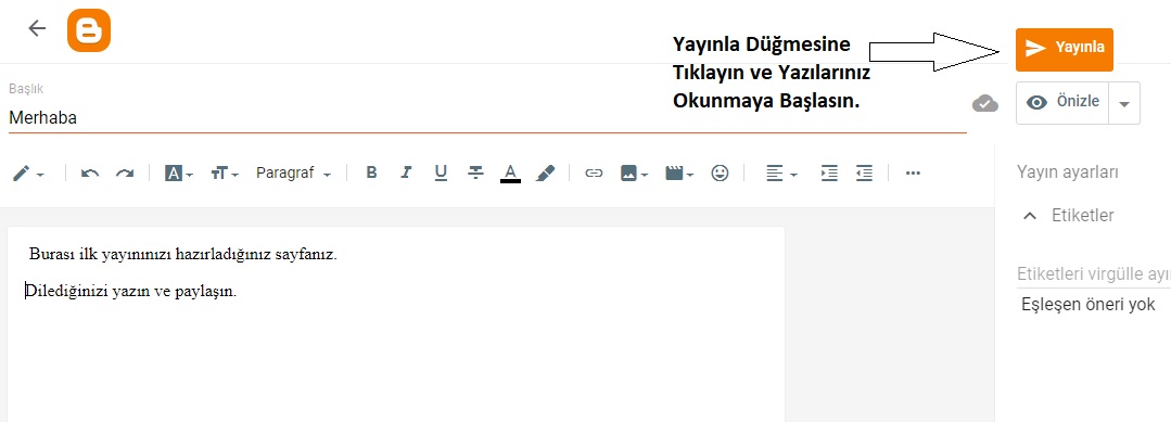 6) İlk Yazınızı Yayımlayın